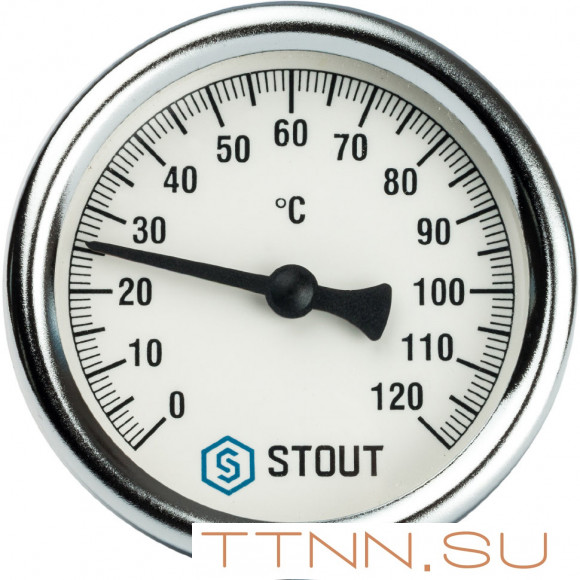 Термометр биметаллический STOUT 63мм 1/2" с погружной гильзой 50мм