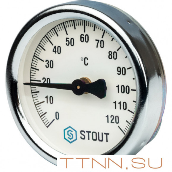Термометр биметаллический накладной с пружиной STOUT 63мм