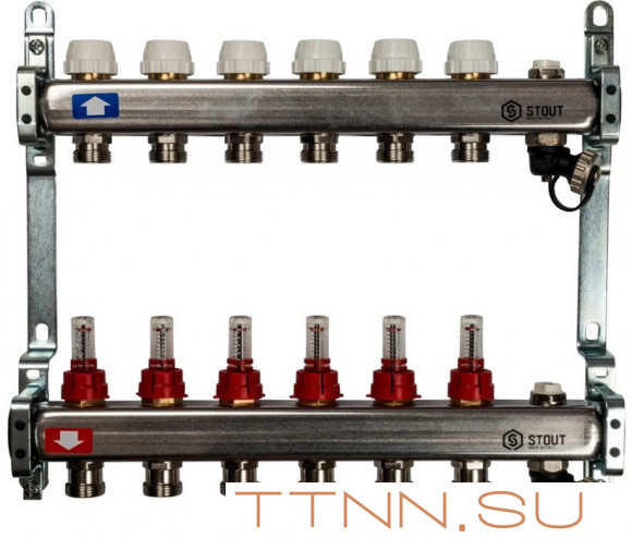 Коллектор с запорными клапанами STOUT SMS-0927-000006