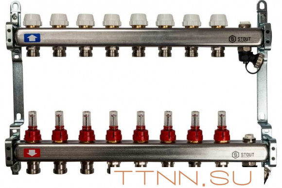 Коллектор с запорными клапанами STOUT SMS-0927-000008