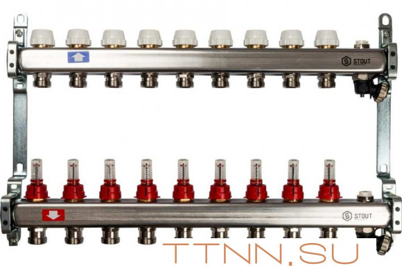 Коллектор с запорными клапанами STOUT SMS-0927-000009