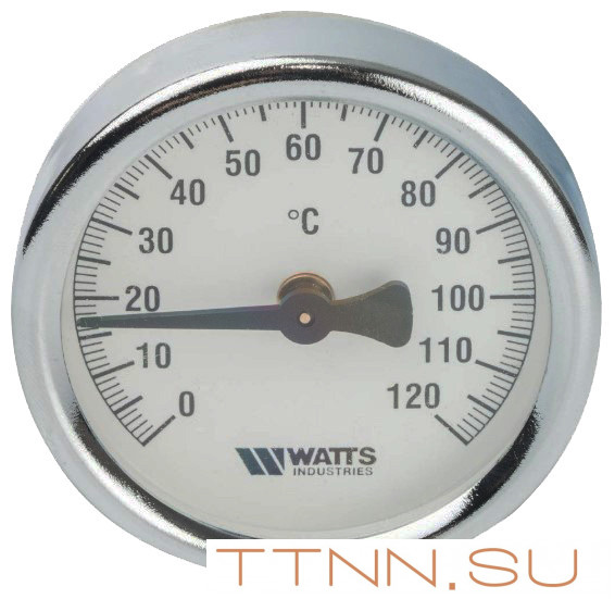 Термометр биметаллический накладной с пружиной Watts FR810 (TAB) 63 мм.