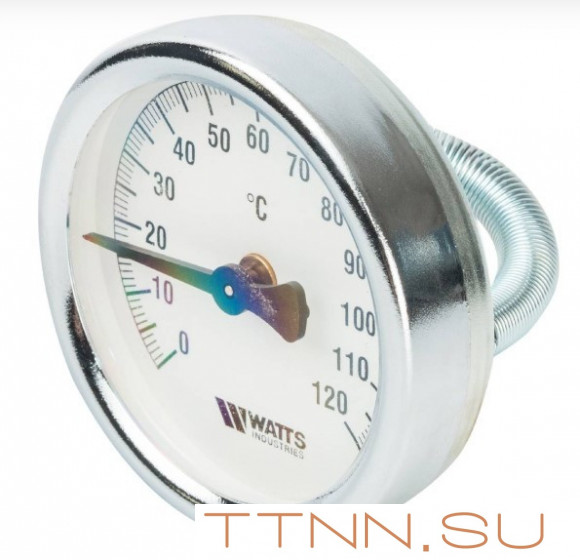Термометр биметаллический накладной с пружиной Watts FR810 (TAB) 80 мм.