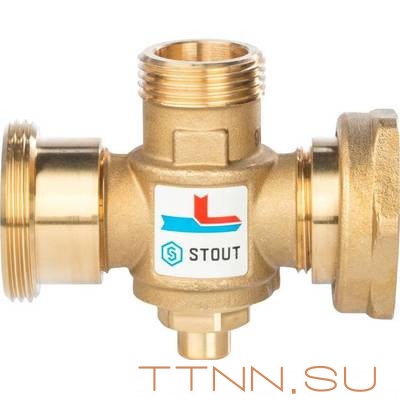 Смесительный клапан STOUT G 1 1/2M-G 1 1/2F-G 1 M 60°С