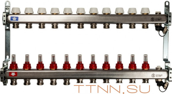 Коллектор с запорными клапанами STOUT SMS-0927-000011