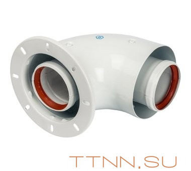 Адаптер коаксиальный STOUT для котла 90° D60/100 Адаптер коаксиальный STOUT для котла 90° D60/100