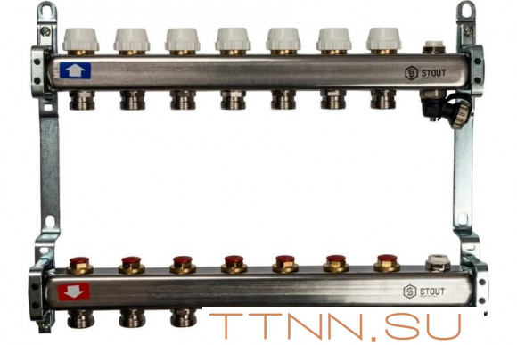 Коллектор с запорными клапанами STOUT SMS-0932-000007 Коллектор с запорными клапанами STOUT SMS-0932-000007