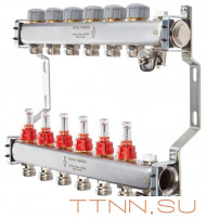 Для отопления Royal Thermo 1" ВР-3/4" НР, 4 выхода с расходомерами, нерж. (RTE 52.104) Для отопления Royal Thermo 1" ВР-3/4" НР, 4 выхода с расходомерами, нерж. (RTE 52.104)
