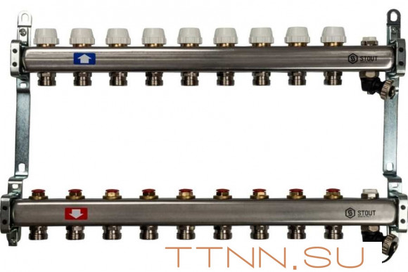 Коллектор с запорными клапанами STOUT SMS-0932-000009 Коллектор с запорными клапанами STOUT SMS-0932-000009