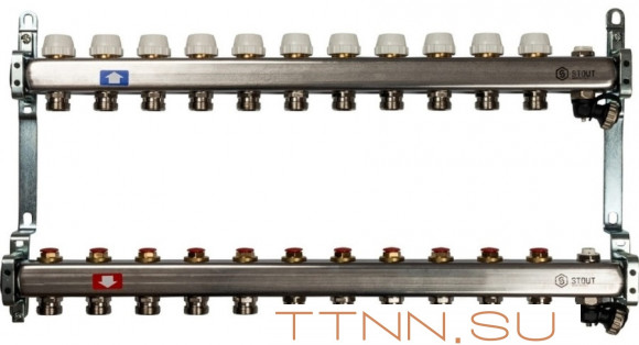 Коллектор с запорными клапанами STOUT SMS-0932-000011 Коллектор с запорными клапанами STOUT SMS-0932-000011