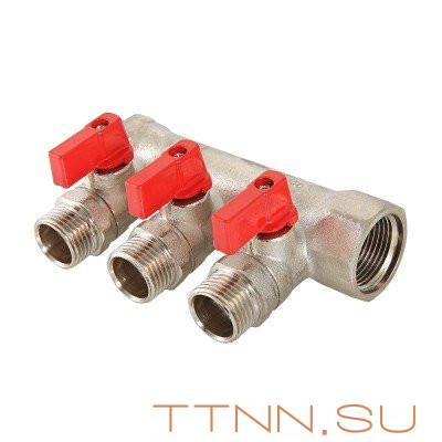 Коллектор с отсекающими кранами Valtec 3/4*3*1/2 VT.580