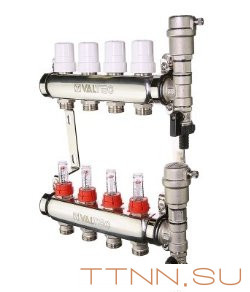Коллекторный блок Valtec VTc.589.EMNX.0604 1", 4 x 3/4 Коллекторный блок Valtec VTc.589.EMNX.0604 1", 4 x 3/4