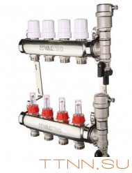 Коллекторный блок Valtec VTc.589.EMNX.0609 1", 9 x 3/4" евроконус Коллекторный блок Valtec VTc.589.EMNX.0609 1", 9 x 3/4" евроконус