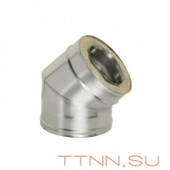 Сэндвич-колено 45° (оцинк/нерж)(0,5мм) диаметр 115х200