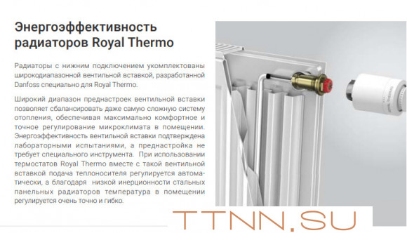Стальной панельный радиатор Тип 20 Royal Thermo VENTIL HYGIENE 20-300-500