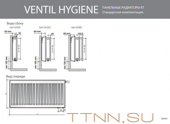 Стальной панельный радиатор Тип 20 Royal Thermo VENTIL HYGIENE 20-300-900