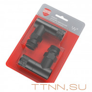 Набор вентелей Royal Thermo PIANO, УГЛОВОЙ, (2 шт) черный