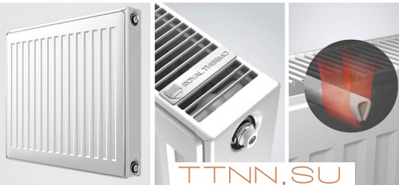 Стальной панельный радиатор Тип 22 Royal Thermo VENTIL COMPACT VC22-450-1100 RAL9016