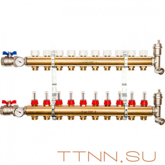 Для отопления STOUT Коллектор регулируемый с расходомерами 1/3/4x10
