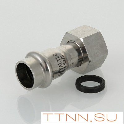 Соединитель из нержавеющей стали с накидной гайкой Valtec 15х1/2" Соединитель из нержавеющей стали с накидной гайкой Valtec 15х1/2"