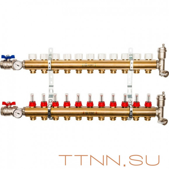 Для отопления STOUT Коллектор регулируемый с расходомерами 1/3/4x11