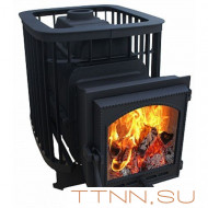 Чугунная печь для бани Варвара "Прима" 16 (К404) панорамная дверь Чугунная печь для бани Варвара "Прима" 16 (К404) панорамная дверь