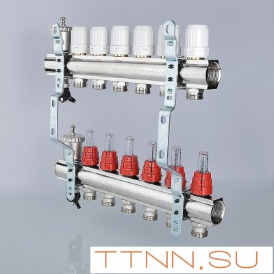 Коллекторный блок Valtec VTc.596.EMNX.0608 1", 8 x 3/4" евроконус