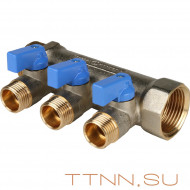 Коллектор с шаровыми кранами STOUT 1"х3х1/2" синие ручки Коллектор с шаровыми кранами STOUT 1"х3х1/2" синие ручки