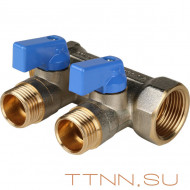 Коллектор с шаровыми кранами STOUT 3/4"х2х1/2" синие ручки SMB 6201 341202 Коллектор с шаровыми кранами STOUT 3/4"х2х1/2" синие ручки SMB 6201 341202