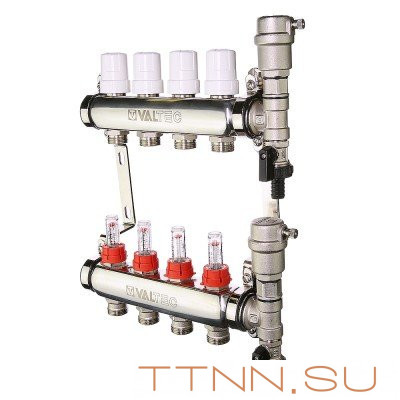 Коллекторный блок со встроенными расходомерами Valtec VTc.589.EMNX.0605 1", 5 x 3/4" евроконус