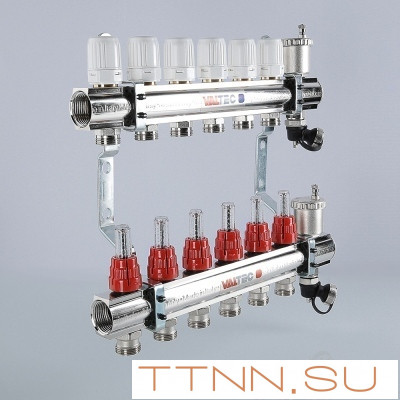 Для отопления VALTEC 1"х10 вых. Евроконус 3/4" с расходомерами в сборе