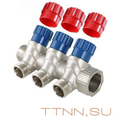Коллектор с регулировочными вентилями и наружной резьбой Valtec 1*2*1/2 VT.560.N