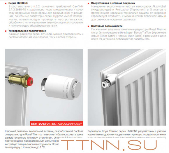 Стальной панельный радиатор Тип 20 Royal Thermo VENTIL HYGIENE 20-500-500