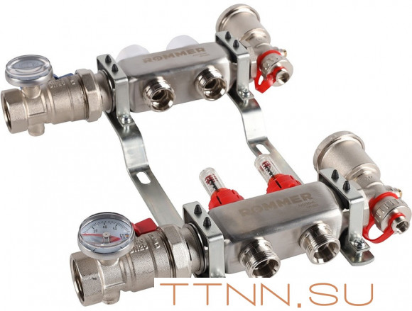 Для отопления Rommer 1"/3/4"x2 с расходомерами (RMS-1210-000002) Для отопления Rommer 1"/3/4"x2 с расходомерами (RMS-1210-000002)