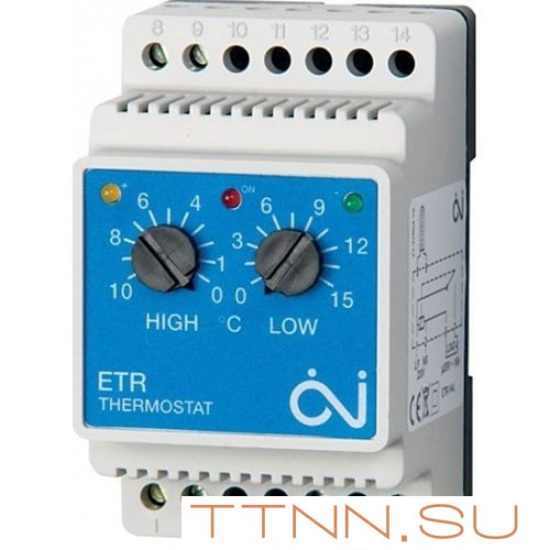 Терморегулятор для управления кабельным обогревом в водосточных системах ETR/F-1447A с наружным датчиком температуры воздуха