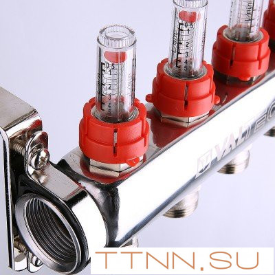 Коллекторный блок со встроенными расходомерами Valtec VTc.589.EMNX.0610 1", 10 x 3/4" евроконус Коллекторный блок со встроенными расходомерами Valtec VTc.589.EMNX.0610 1", 10 x 3/4" евроконус