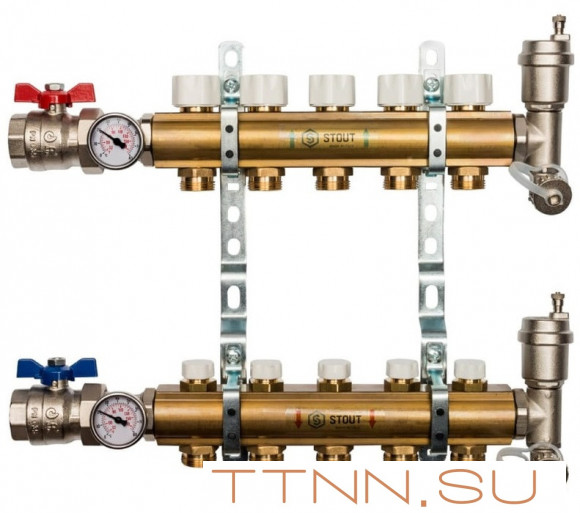 Коллектор регулируемый для теплого пола STOUT SMB 0468 000005