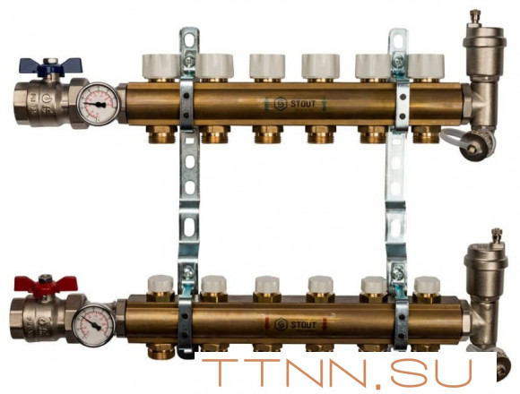 Коллектор регулируемый для теплого пола STOUT SMB 0468 000006