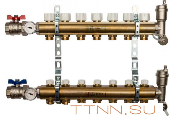 Коллектор регулируемый для теплого пола STOUT SMB 0468 000007