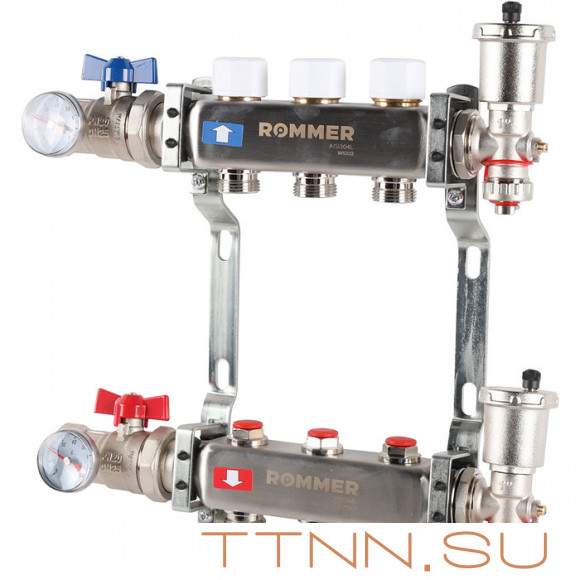 Для отопления Rommer 1"/3/4"x3 с запорными клапанами (RMS-3210-000003) Для отопления Rommer 1"/3/4"x3 с запорными клапанами (RMS-3210-000003)