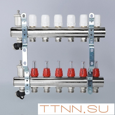 Для отопления VALTEC 1"х4 вых. Евроконус 3/4" с расходомерами в сборе