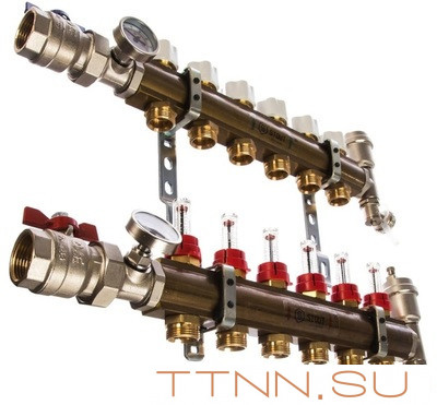 Коллектор регулируемый для теплого пола с расходомерами STOUT SMB 0473 000006