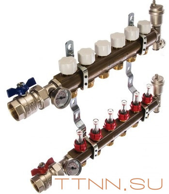 Коллектор регулируемый для теплого пола с расходомерами STOUT SMB 0473 000006