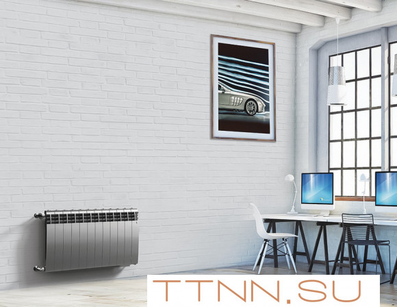 Биметаллический радиатор Royal Thermo BiLiner 350 Silver Satin VR80 - 8 секц.