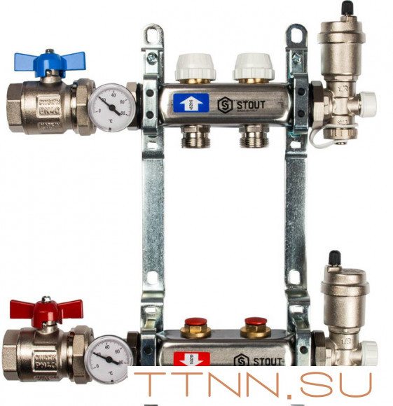 Коллектор с запорными клапанами STOUT SMS 0912 000002 Коллектор с запорными клапанами STOUT SMS 0912 000002