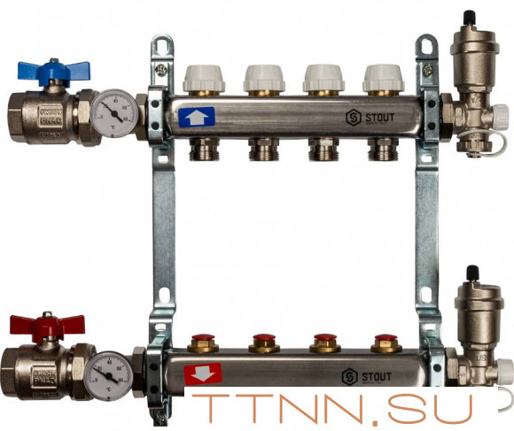 Коллектор с запорными клапанами STOUT SMS 0912 000004