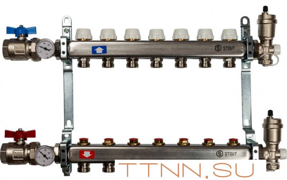 Коллектор с запорными клапанами STOUT SMS 0912 000007