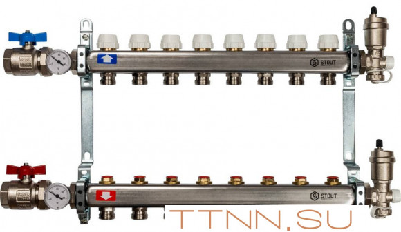Коллектор с запорными клапанами STOUT SMS 0912 000008