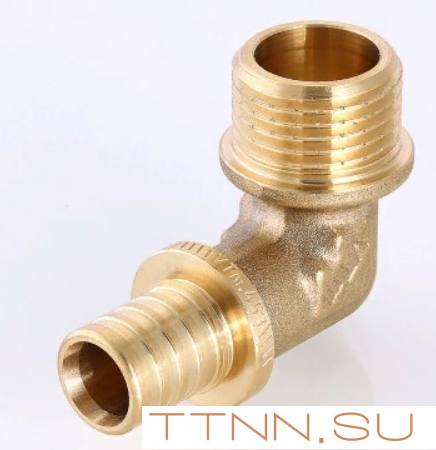 Угольник аксиальный Valtec 20х3/4 VTm.453.BG.002005 с переходом на наружную резьбу