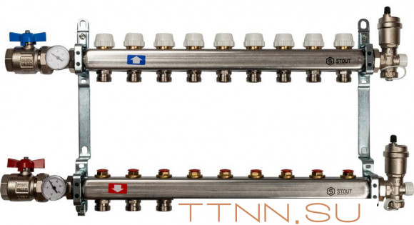 Коллектор с запорными клапанами STOUT SMS 0912 000009